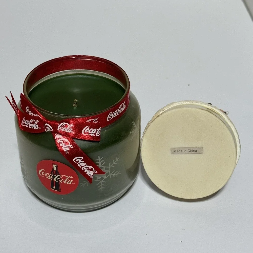 New Coca-Cola Coke Santa Candle Topper With Scented Jar Candle Open Box Unused